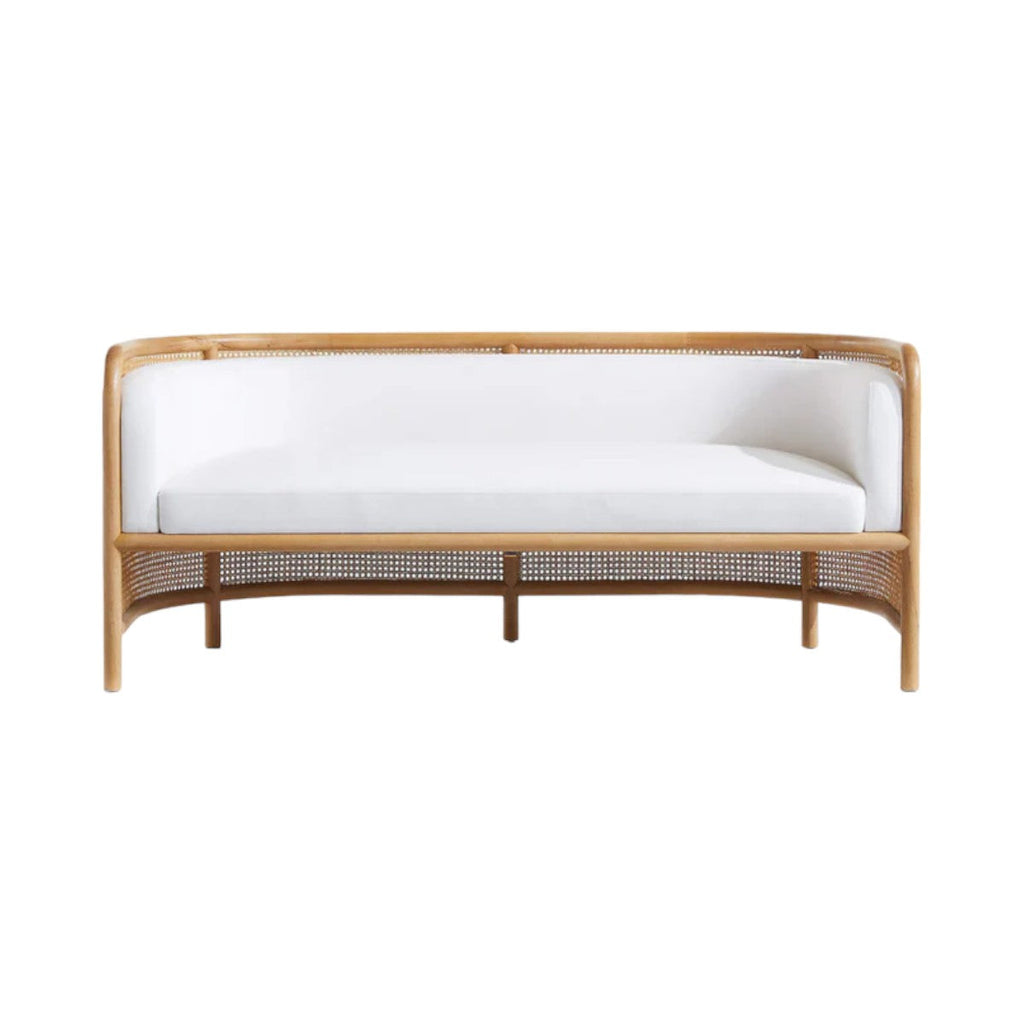 Ehan Solid Ash Wood & Rattan 3 Seater Sofa