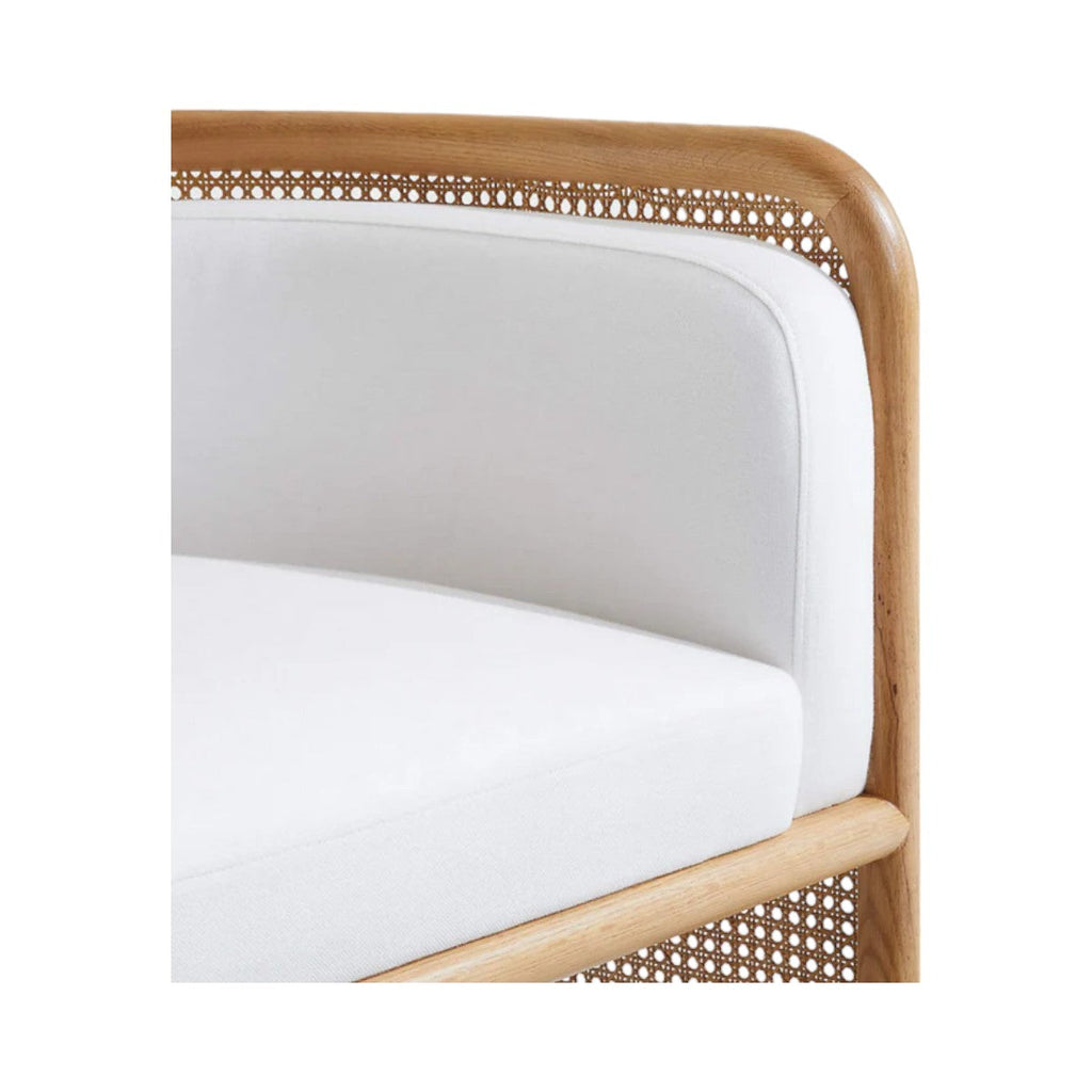 Ehan Solid Ash Wood & Rattan 3 Seater Sofa