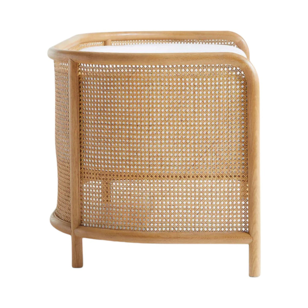 Ehan Solid Ash Wood & Rattan 3 Seater Sofa