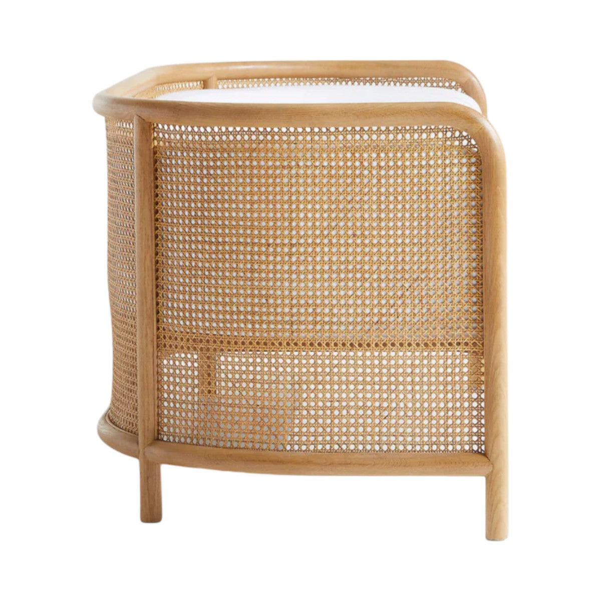 Ehan Solid Ash Wood & Rattan 3 Seater Sofa