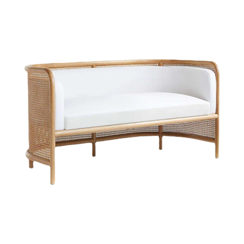 Ehan Solid Ash Wood & Rattan 3 Seater Sofa
