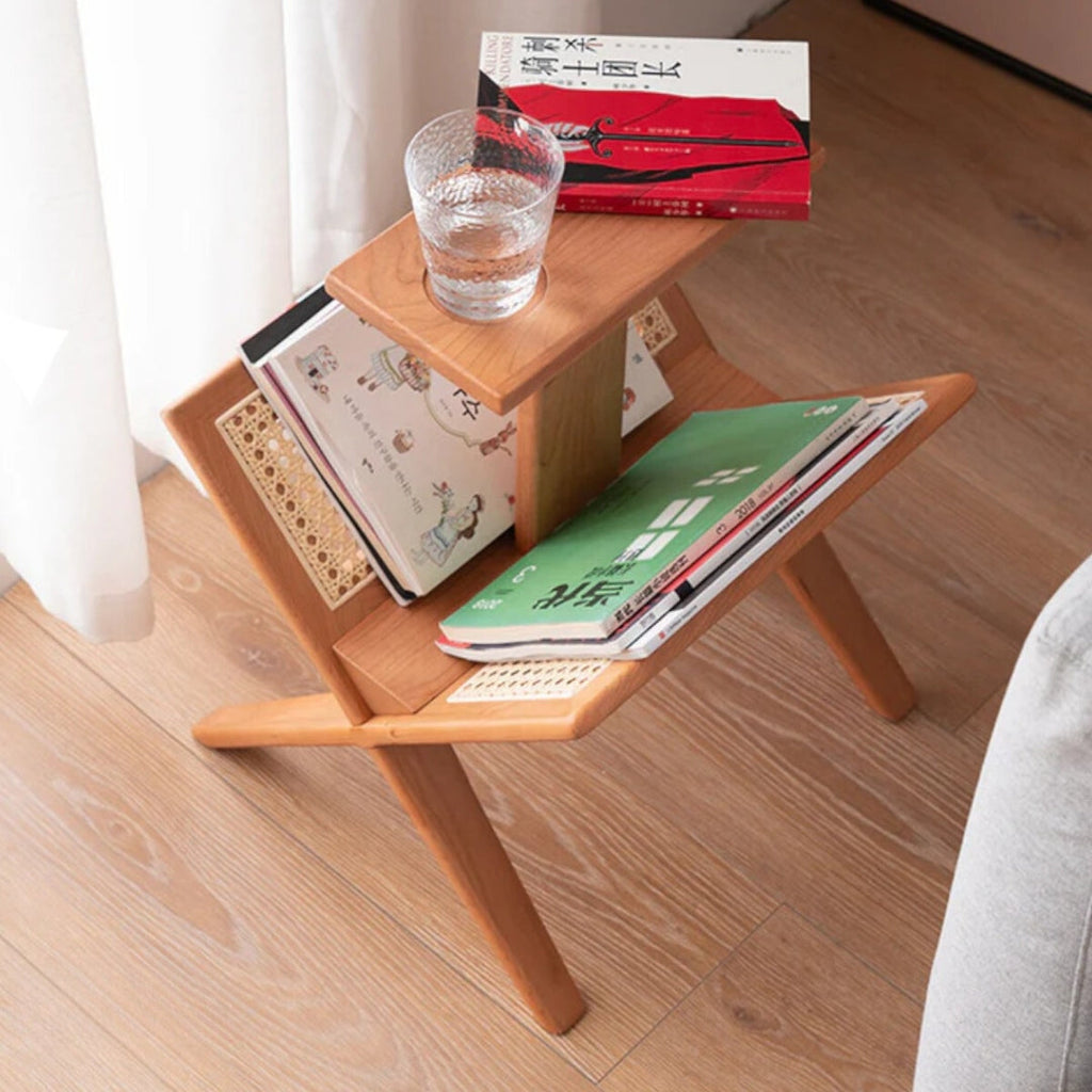 Eider Solid Ash Wood & Rattan End Table