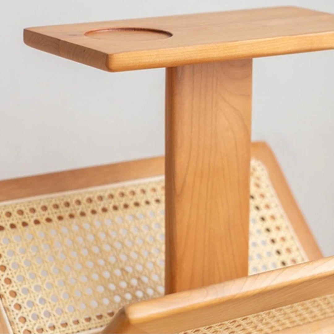 Eider Solid Ash Wood & Rattan End Table