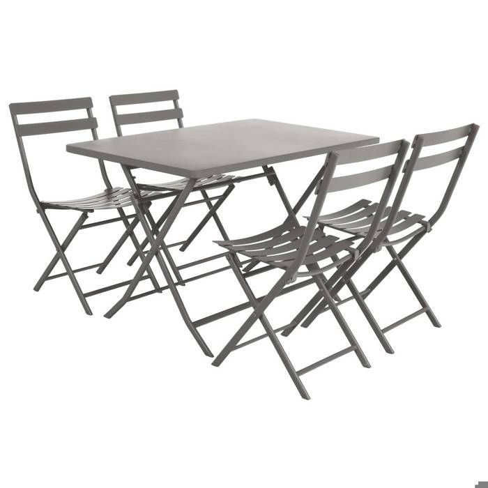 Table de jardin pliante carrée "Greensboro" pétrole 2 places en acier traité époxy - Hespéride
