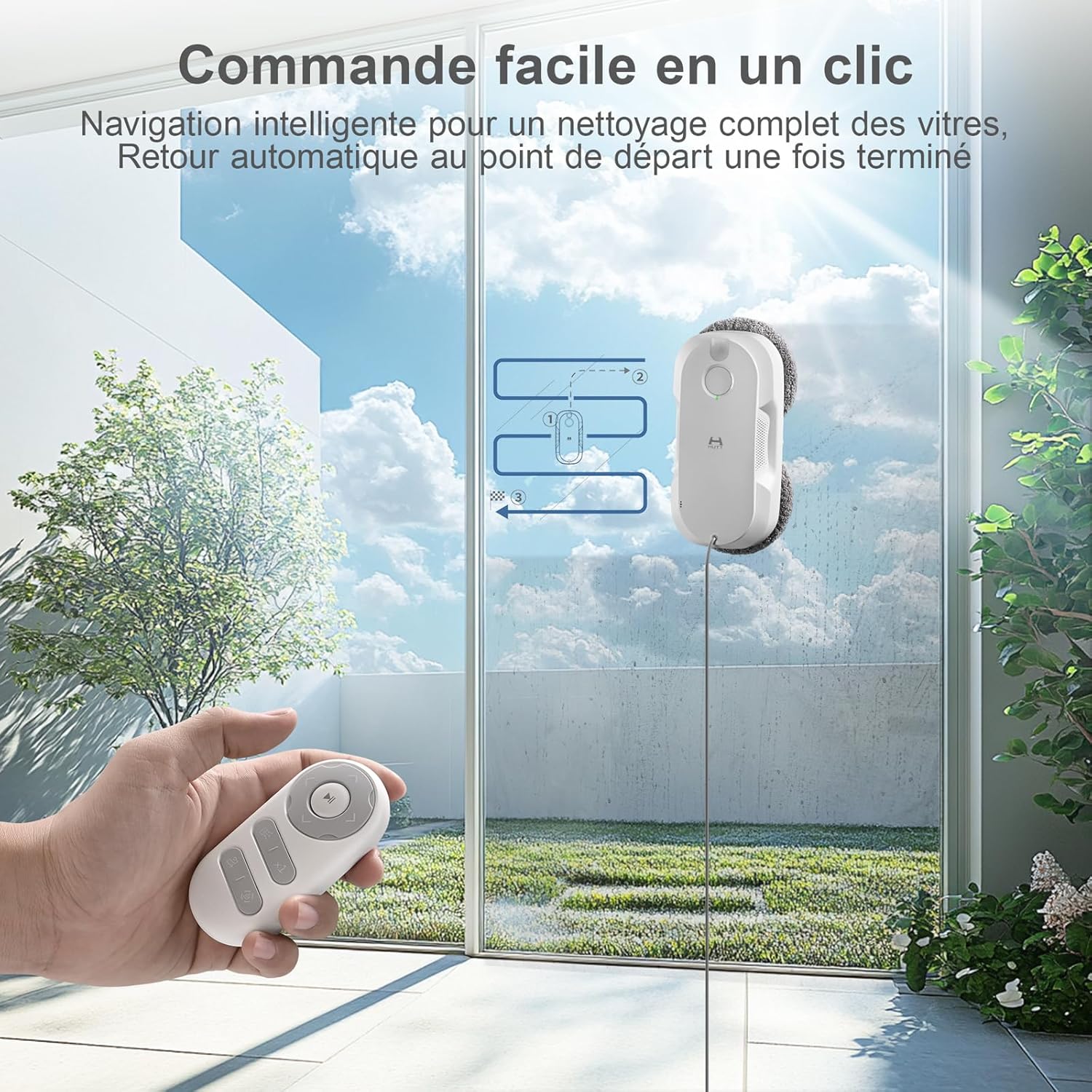 HUTT DDC56 robot laveur vitre, double spray eau, navigation intelligente