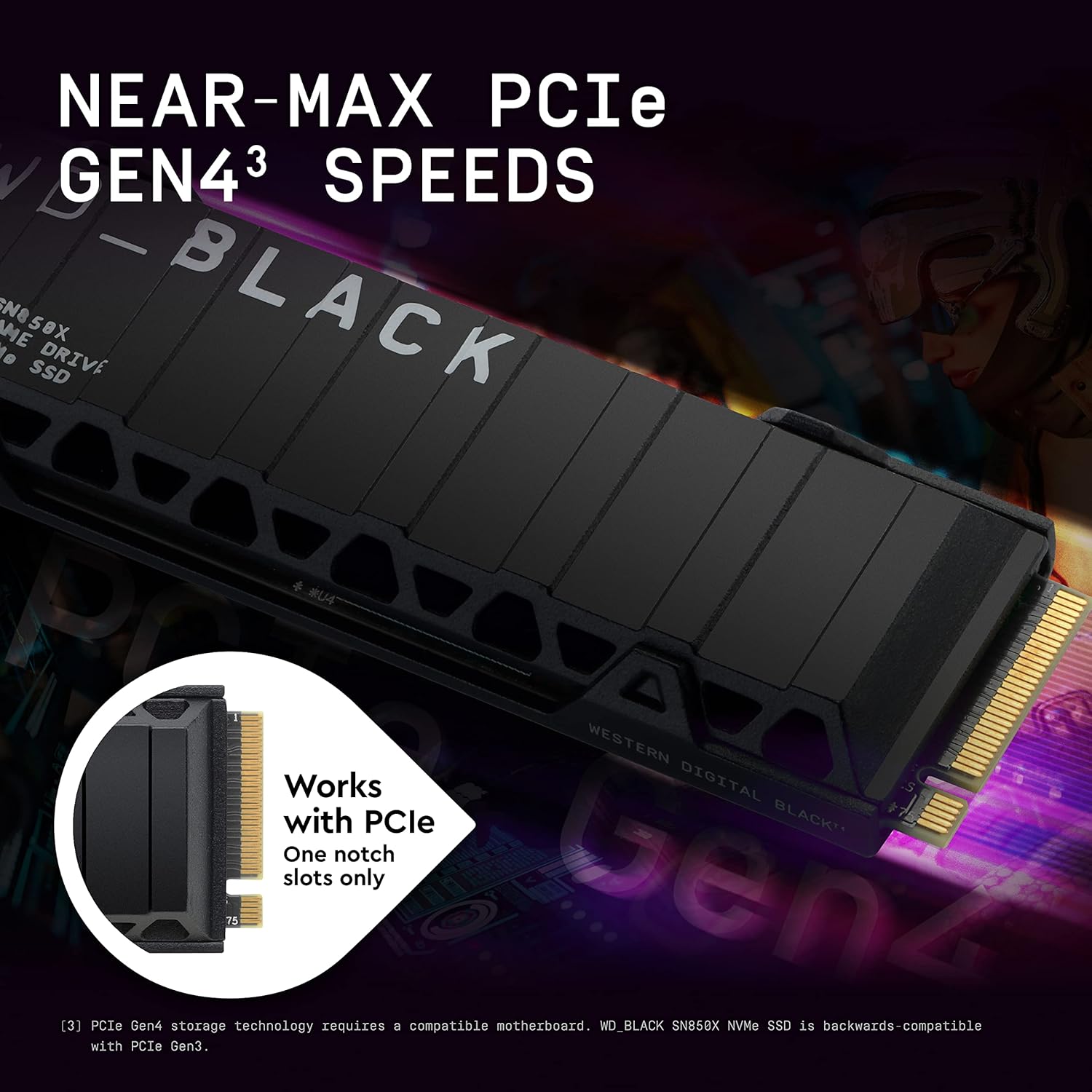 WD_Black SN850X SSD 4 to, Disque SSD Interne avec dissipateur Thermique, Gaming SSD, Haute Performance Disque de Jeu, Lecture jusqu'à 7300 Mo/s, écriture jusqu'à 6,600 Mo/s, PCIe Gen 4.0 NVMe, Noir