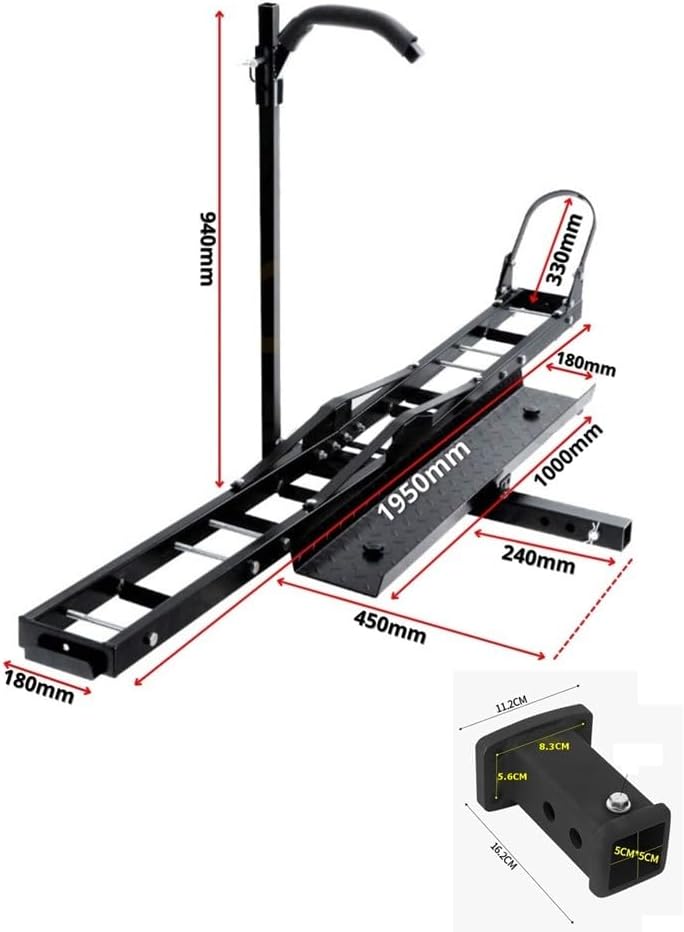 Porte Moto Attelage Scooter avec Rampe de Chargement 227kg + Adaptateur 2'' 83x56mm