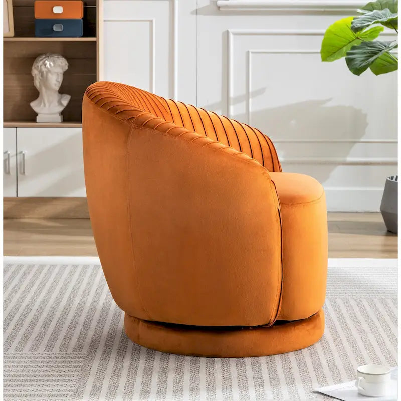Petit fauteuil pivotant rond en velours Milvo