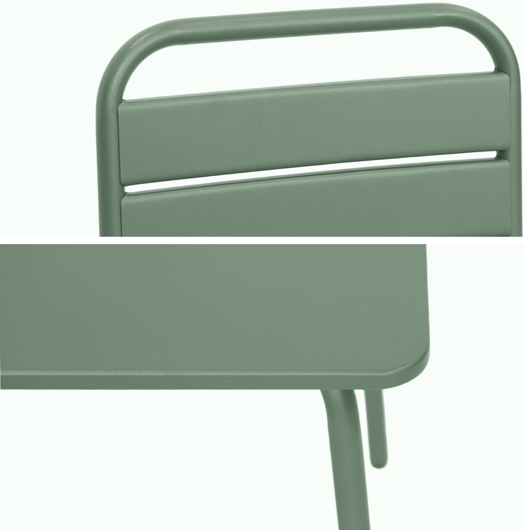 sweeek - Table de Jardin Enfant métal + 2 assises Vert de Gris Anna. 48x48cm