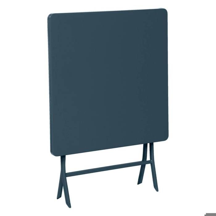 Table de jardin pliante carrée "Greensboro" pétrole 2 places en acier traité époxy - Hespéride