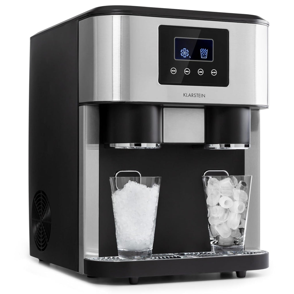 Klarstein Machine a Glacons pour la Maison, Capacité de 1.8L, Fabrique Rapidement Jusqu'à 15kg de Glacons Concassée ou en Balles, Machine à Glaçons, Ice Maker avec Alarme, Machine Facile à Nettoyer