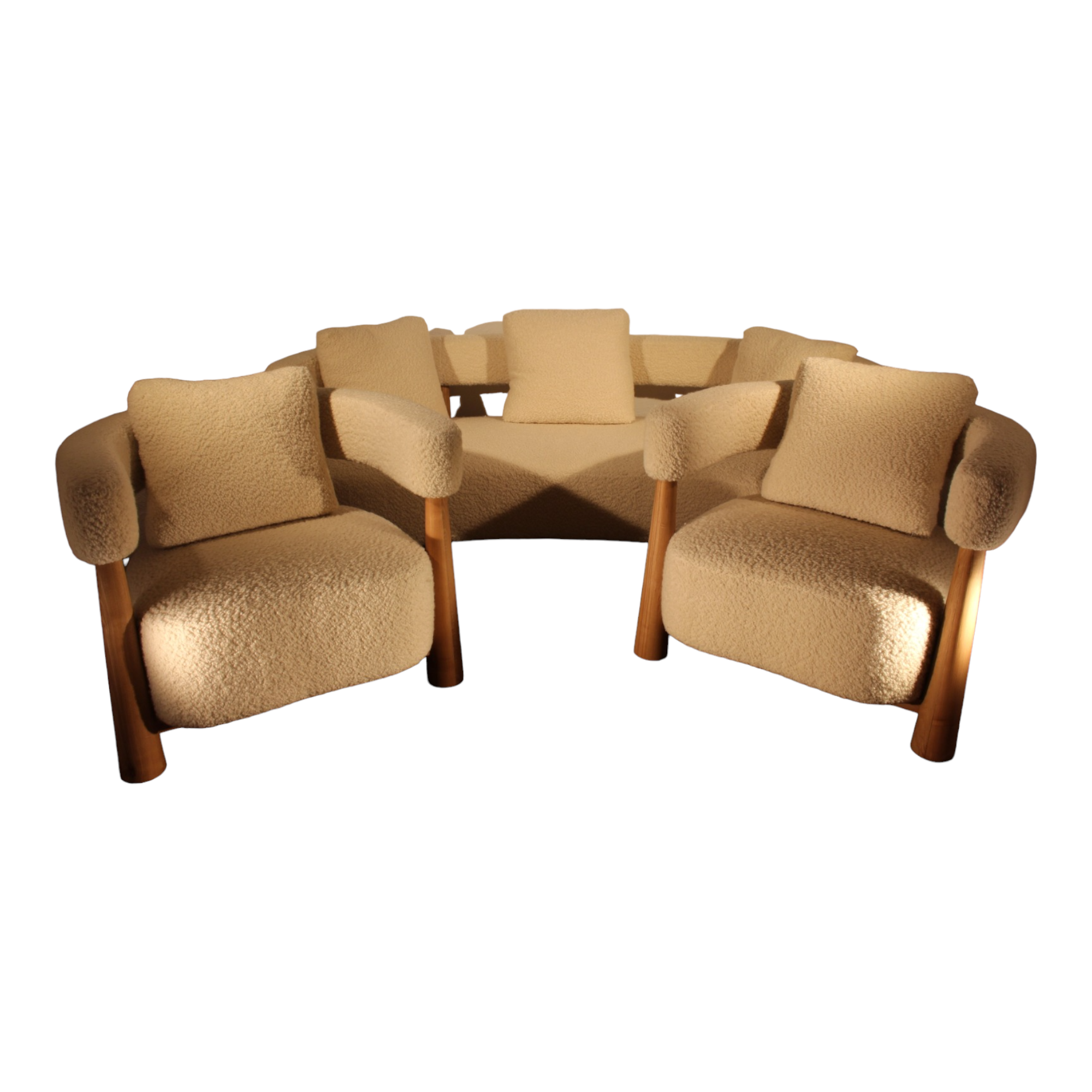 Faber 3+1+1 Seater Oak Wood Sofa