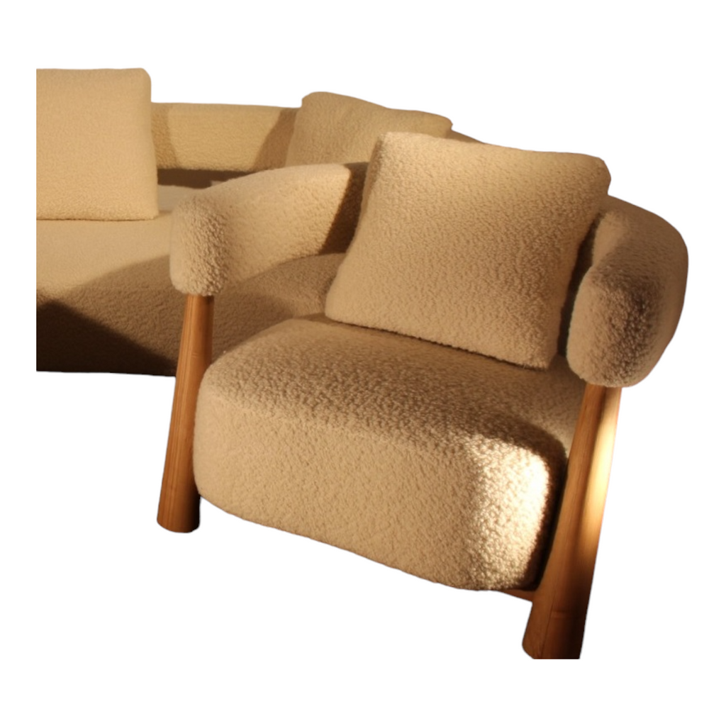 Faber 3+1+1 Seater Oak Wood Sofa