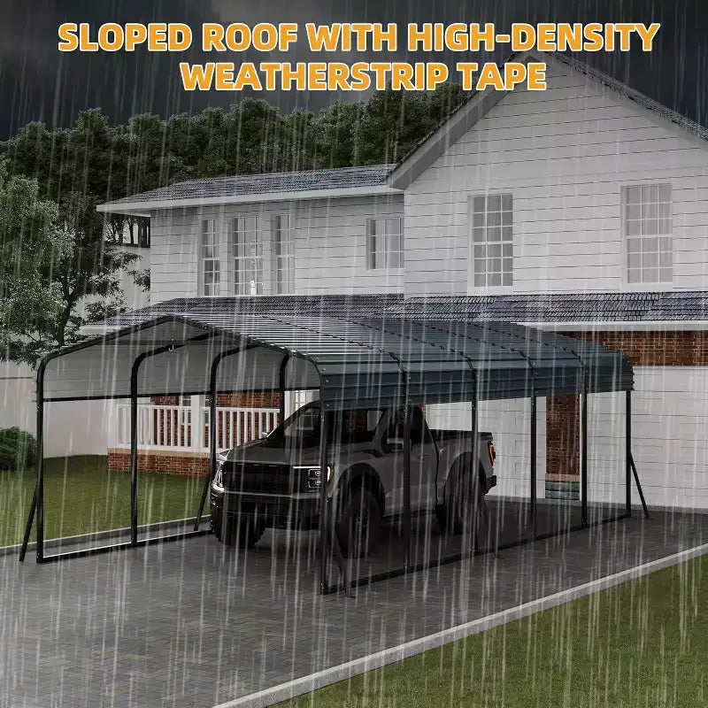 LinTimes 12x24 FT Metal Carport with Galvanized Steel Roof, Powder-Coated Frame, Water-Resistant Shelter for Vehicles, Outdoor Protection