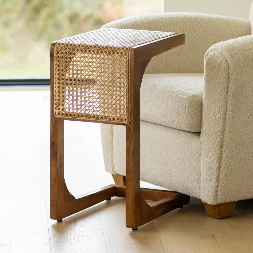 Helen Teak Wood & Rattan Side Table