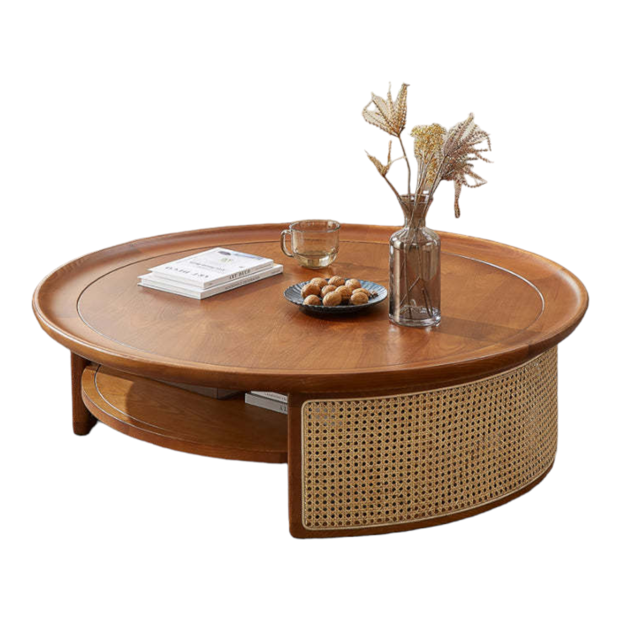 Jaxton Solid Mango Wood & Rattan Coffee Table