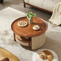 Joren Solid Ash Wood & Rattan Coffee Table