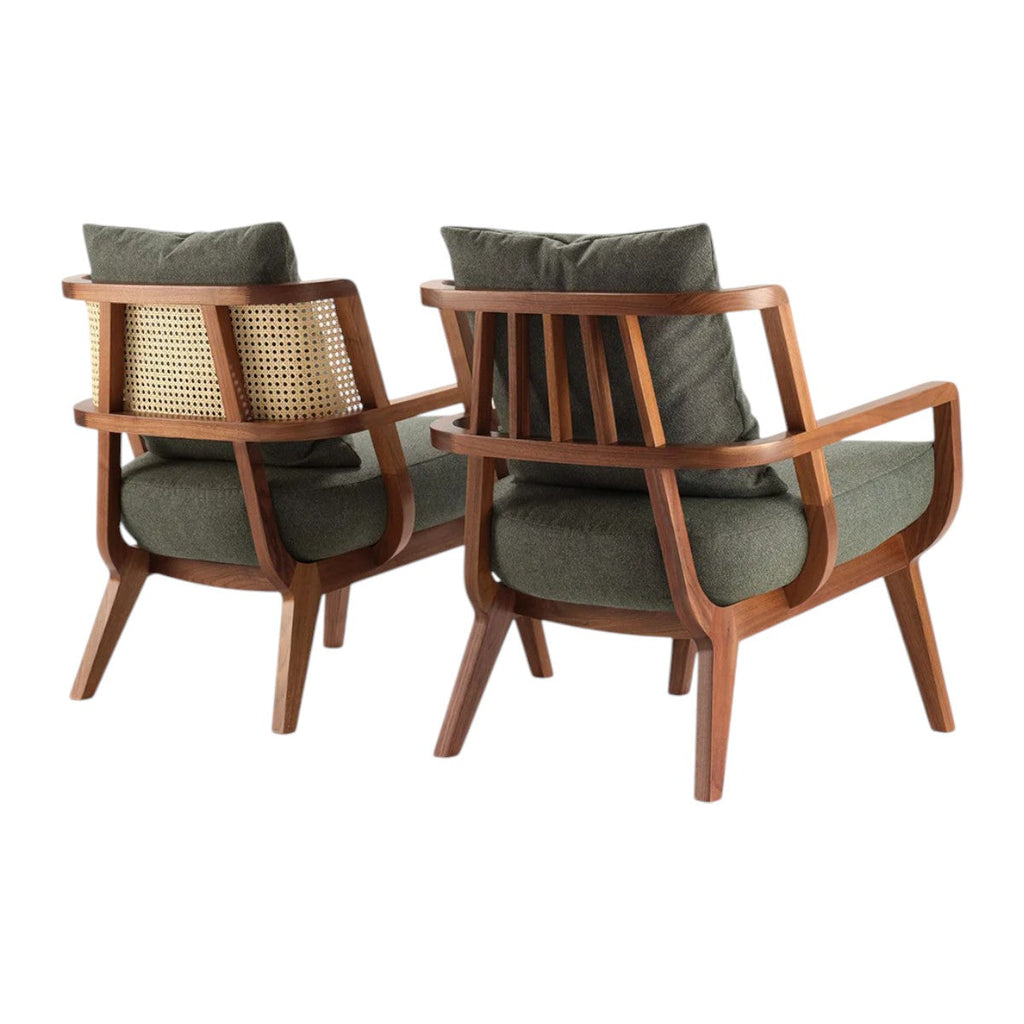 Malini Solid Teak Wood & Rattan Lounge Chair