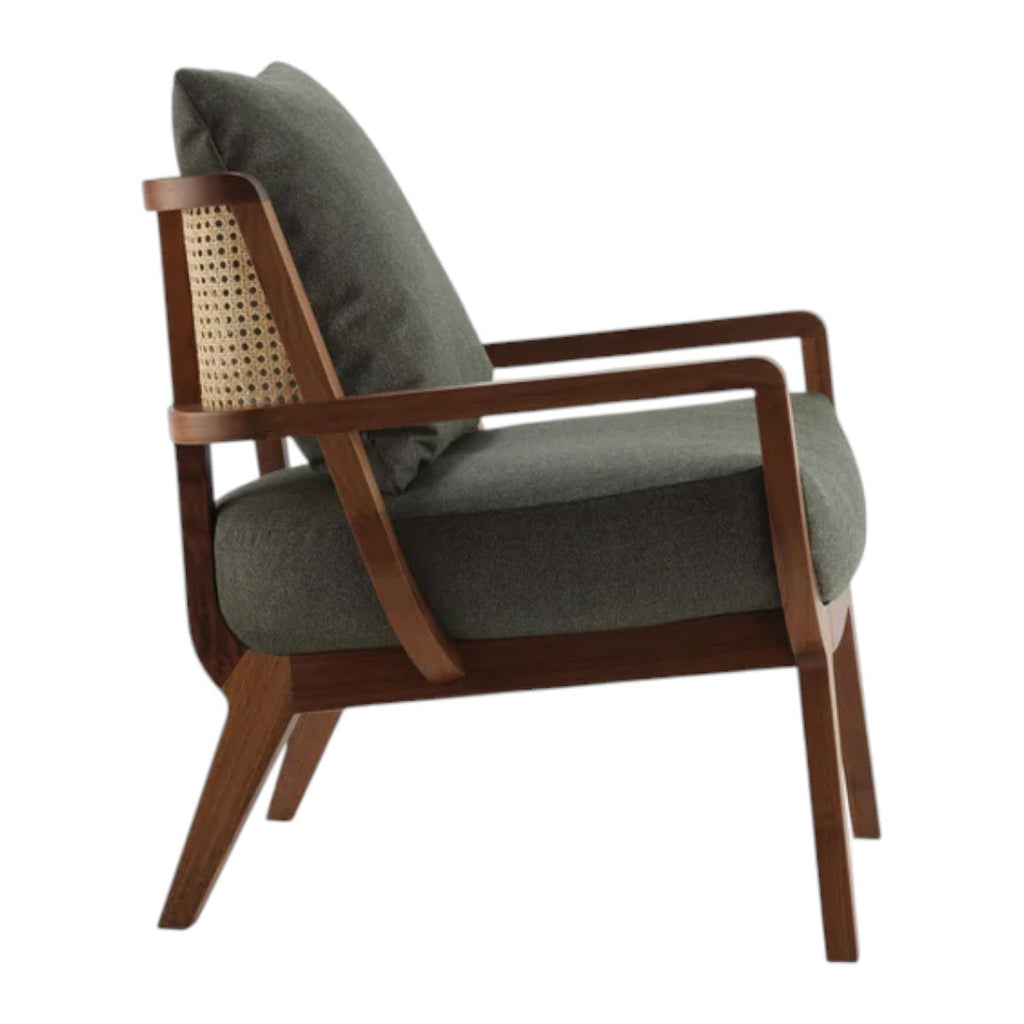 Malini Solid Teak Wood & Rattan Lounge Chair