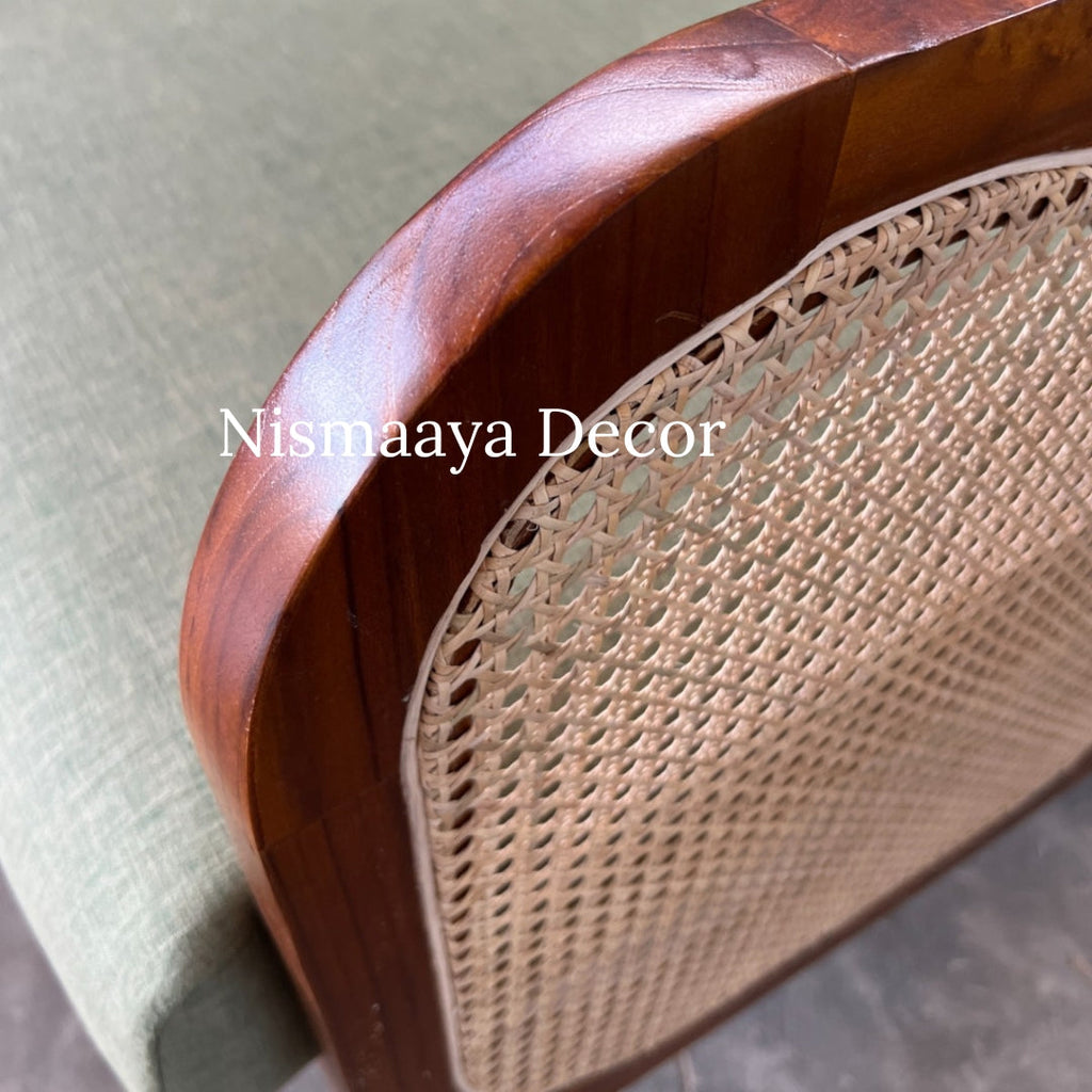 Marvin Solid Teak Wood & Rattan 1 Seater Sofa