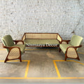 Marvin Solid Teak Wood & Rattan 3+1+1 Seater Sofa