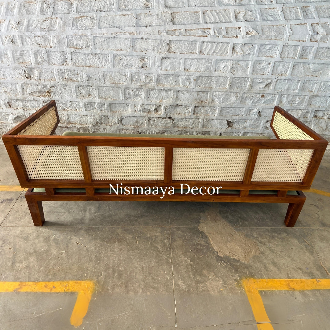 Marvin Solid Teak Wood & Rattan 3+1+1 Seater Sofa