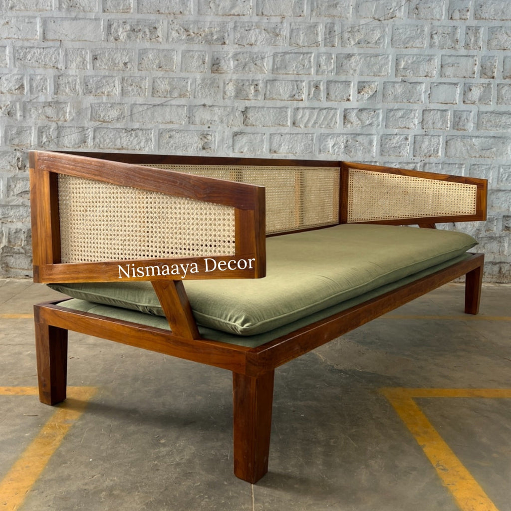 Marvin Solid Teak Wood & Rattan 3+1+1 Seater Sofa