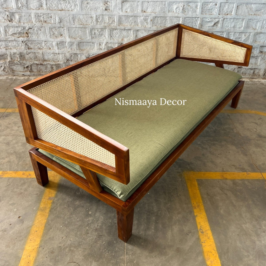 Marvin Solid Teak Wood & Rattan 3+1+1 Seater Sofa