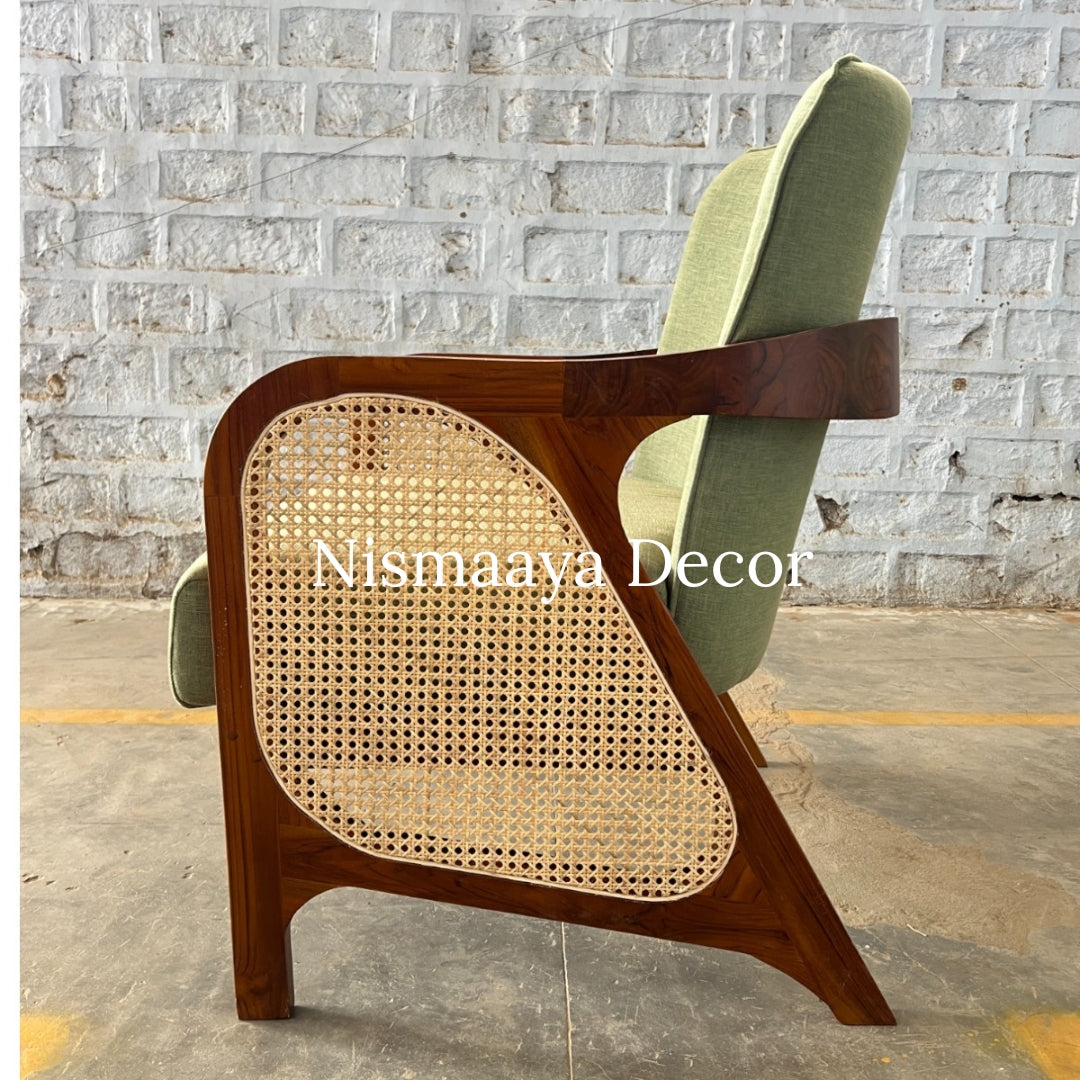 Marvin Solid Teak Wood & Rattan 3+1+1 Seater Sofa