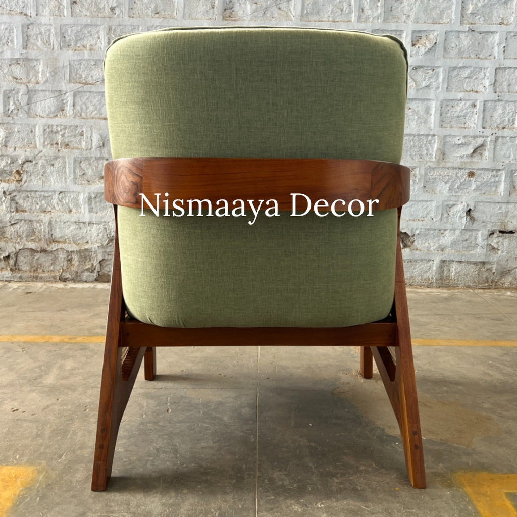 Marvin Solid Teak Wood & Rattan 3+1+1 Seater Sofa