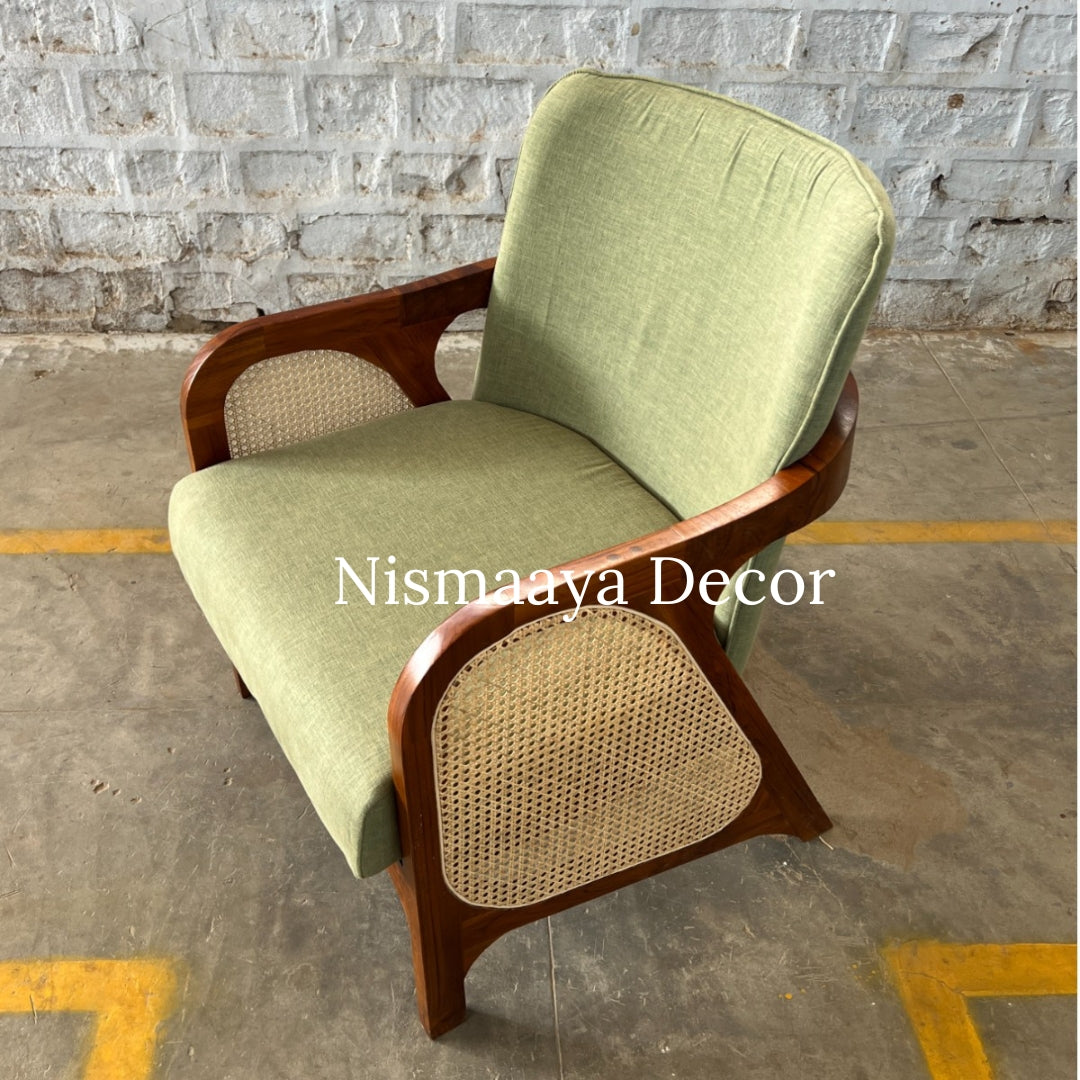 Marvin Solid Teak Wood & Rattan 3+1+1 Seater Sofa