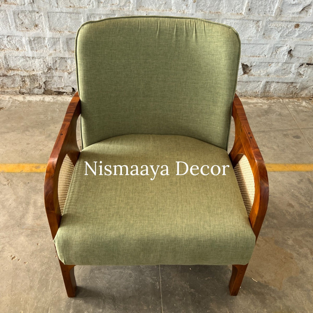 Marvin Solid Teak Wood & Rattan 3+1+1 Seater Sofa