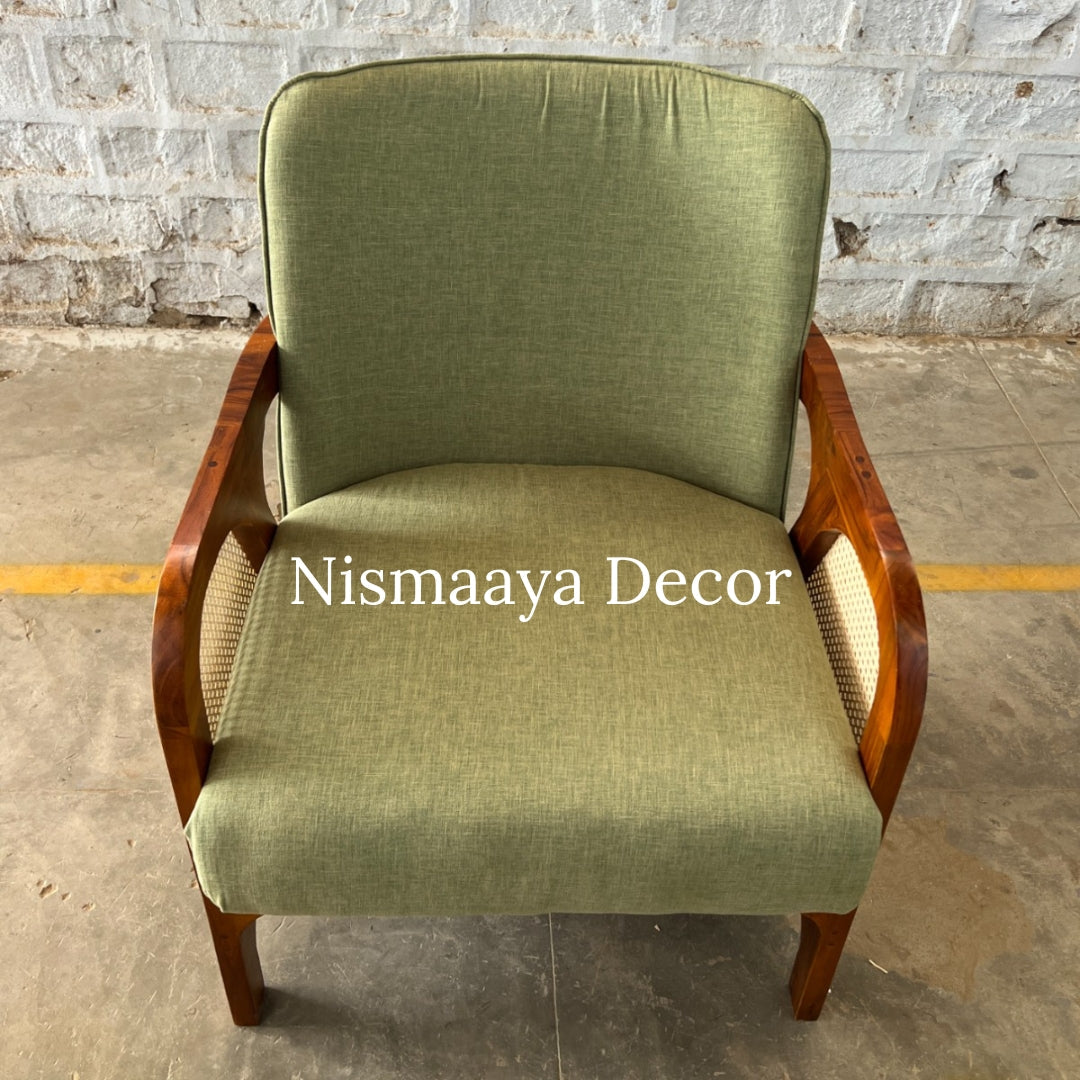 Marvin Solid Teak Wood & Rattan 3+1+1 Seater Sofa