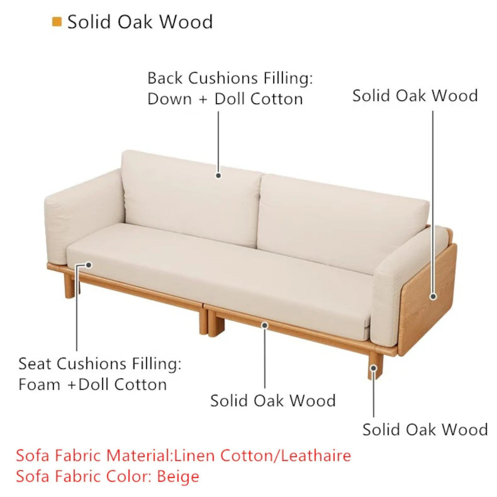 Japandi Solid Wood Sofa Bed