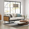 Neci Solid Teak Wood & Rattan 3 Seater Sofa