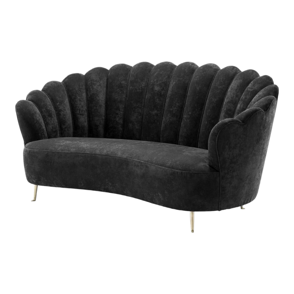 Nismaaya Adlai 3 Seater Black Velvet Sofa