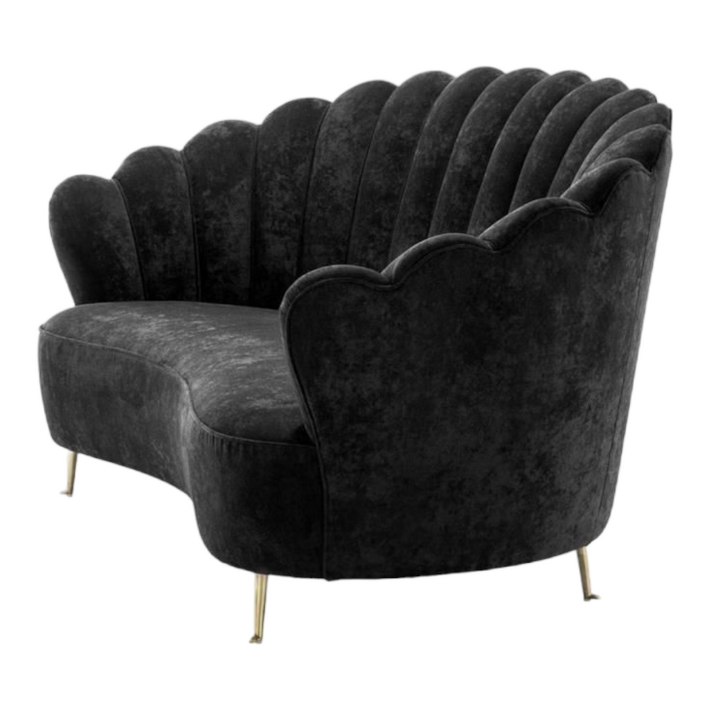 Nismaaya Adlai 3 Seater Black Velvet Sofa