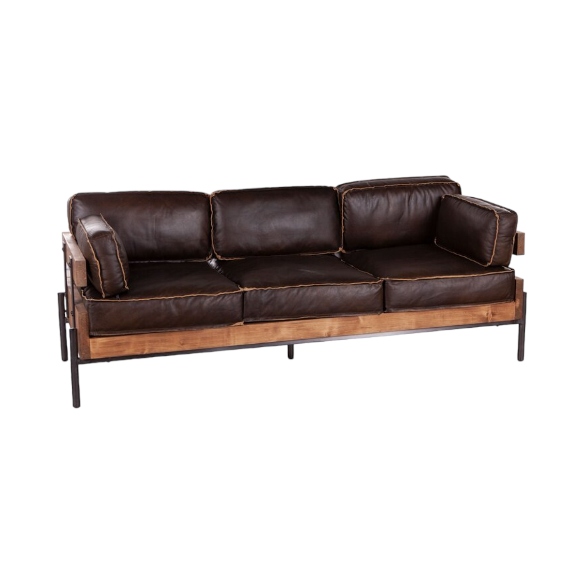 Aerlene 3 Seater Leather Sofa Brown