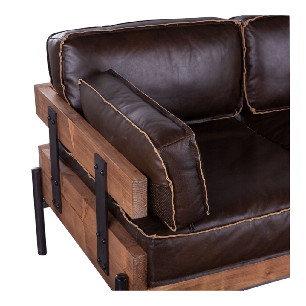 Aerlene 3 Seater Leather Sofa Brown