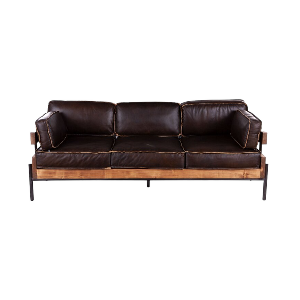 Aerlene 3 Seater Leather Sofa Brown