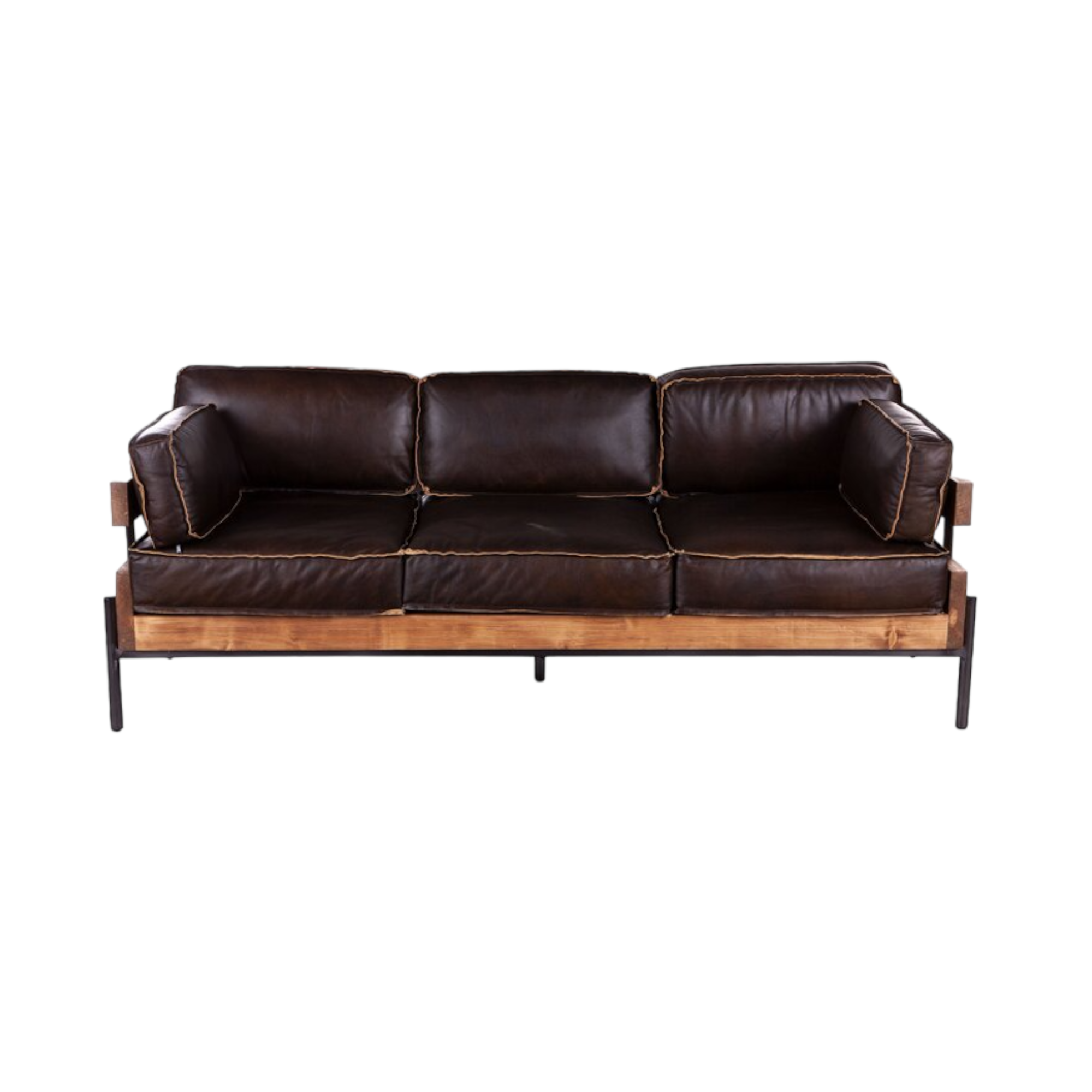 Aerlene 3 Seater Leather Sofa Brown