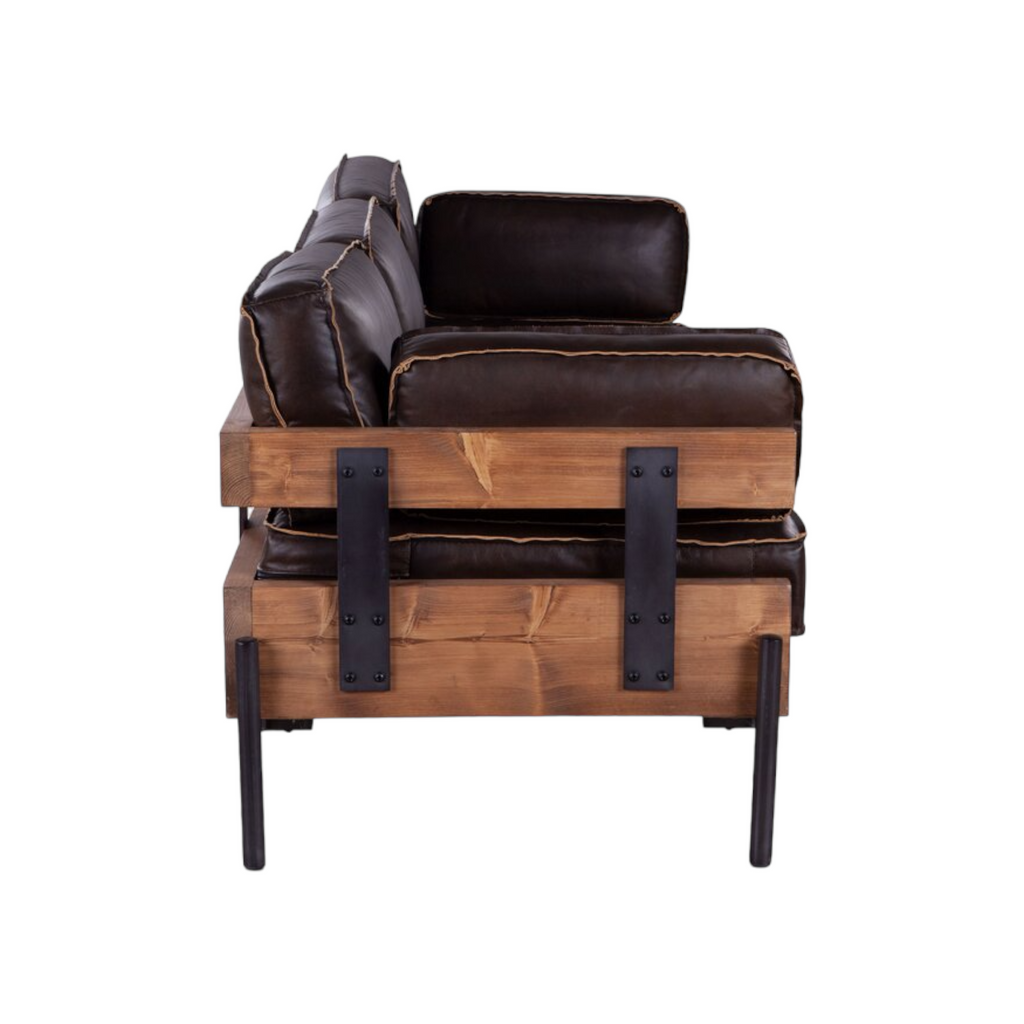 Aerlene 3 Seater Leather Sofa Brown