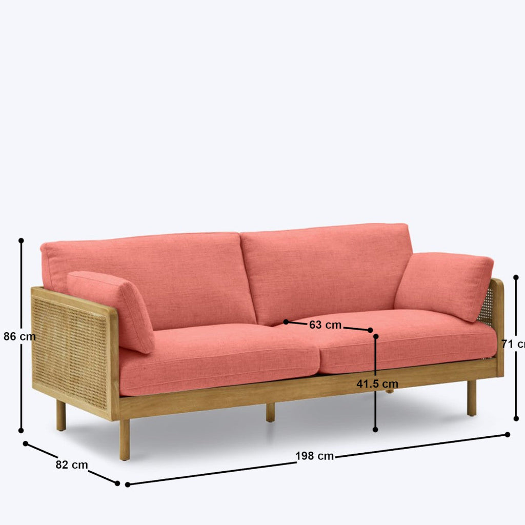 Nismaaya Aero Rattan 3 Seater Sofa Honey Finish