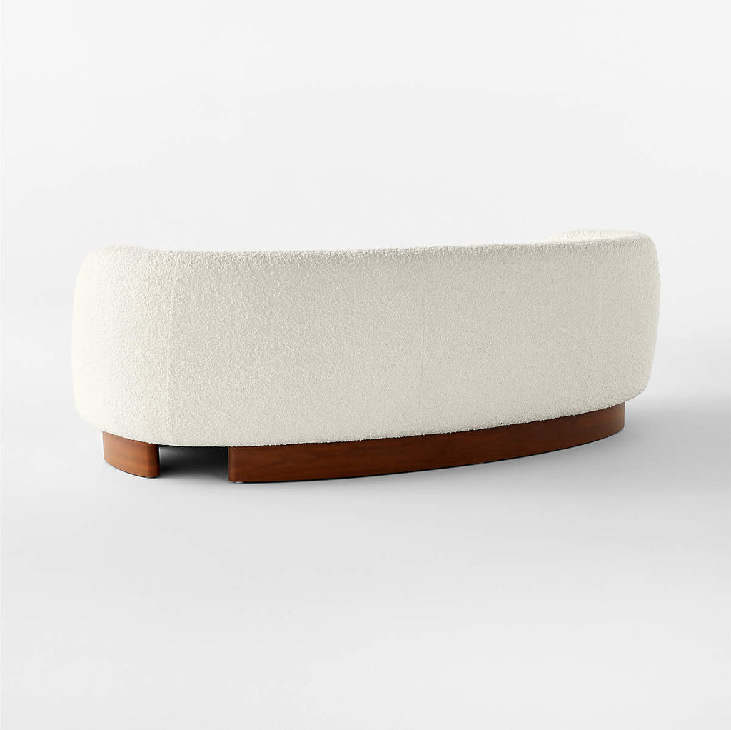 Alroy Curved 3 Seater Teak Wood & Boucle Sofa