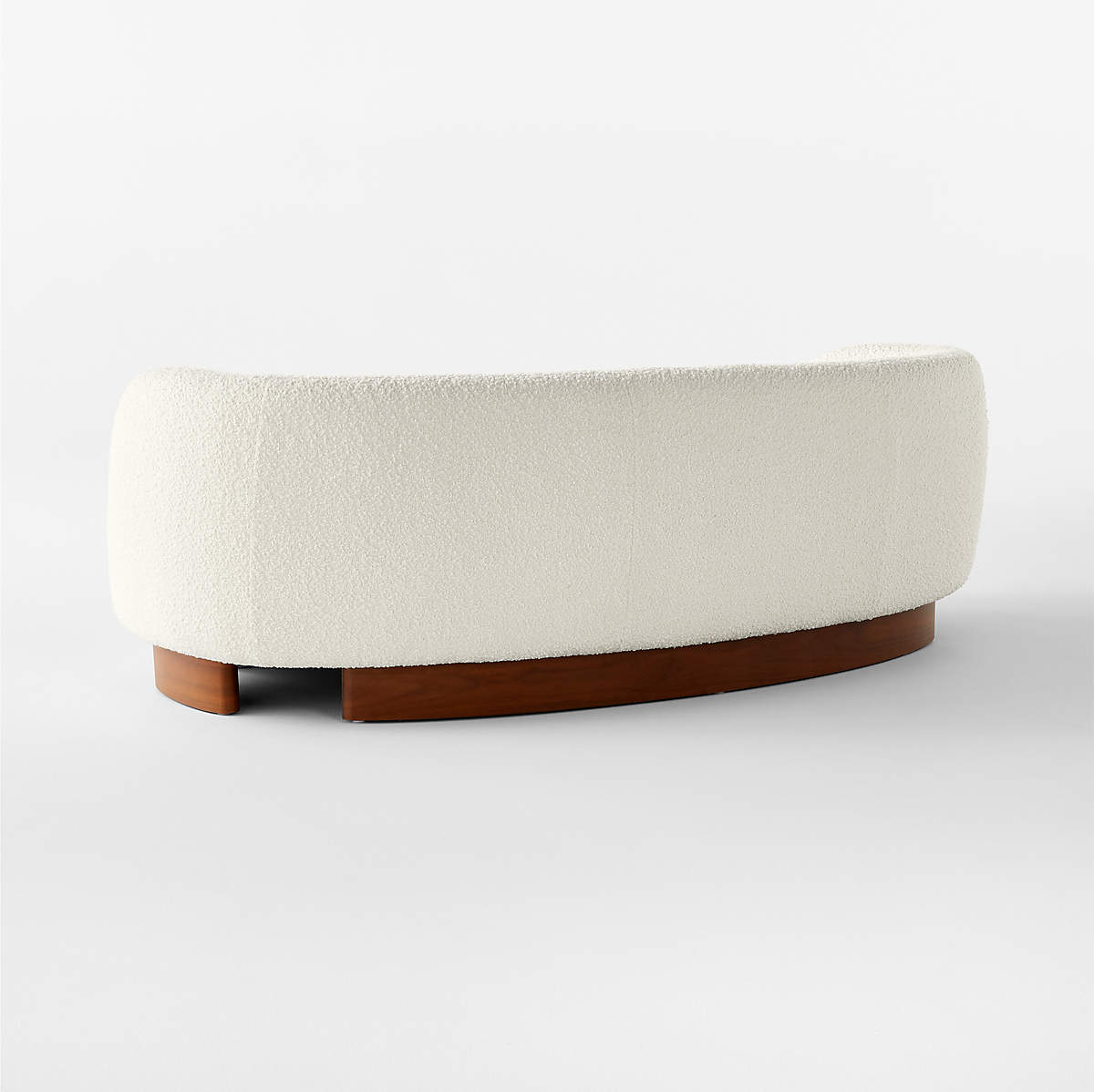Alroy Curved 3 Seater Teak Wood & Boucle Sofa