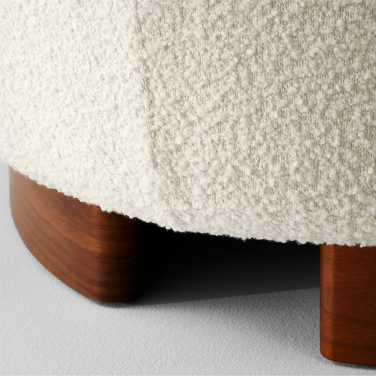 Alroy Curved 3 Seater Teak Wood & Boucle Sofa