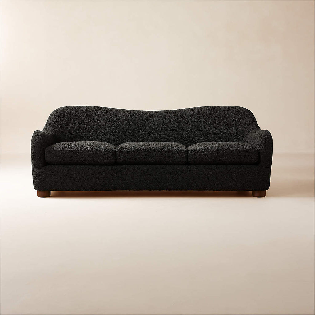 Alton 3 Seater Teak Wood Boucle Sofa