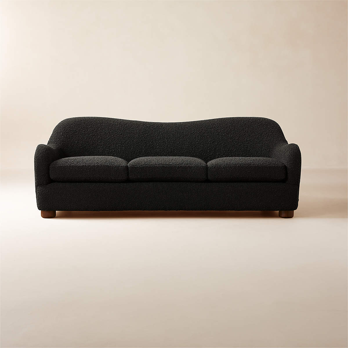 Alton 3 Seater Teak Wood Boucle Sofa