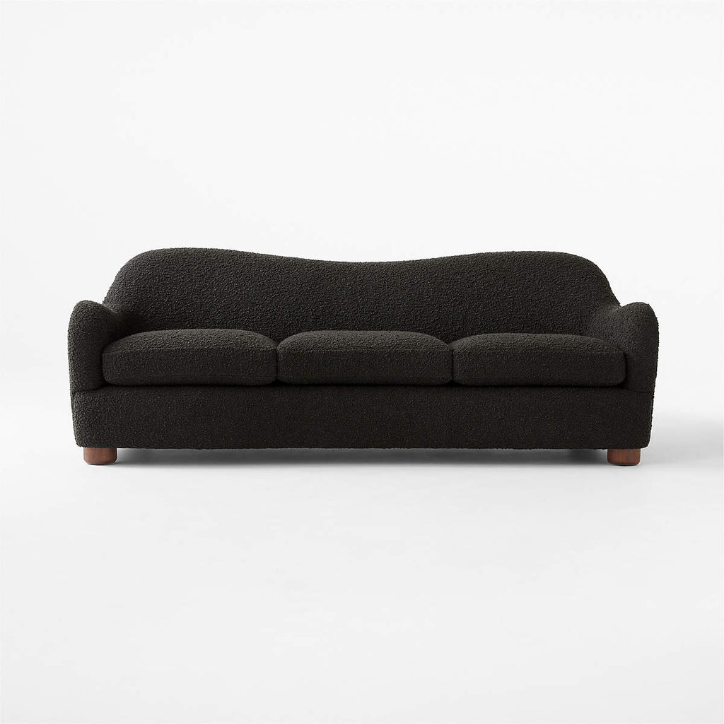 Alton 3 Seater Teak Wood Boucle Sofa