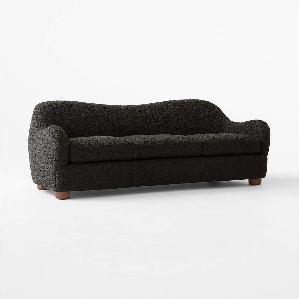 Alton 3 Seater Teak Wood Boucle Sofa